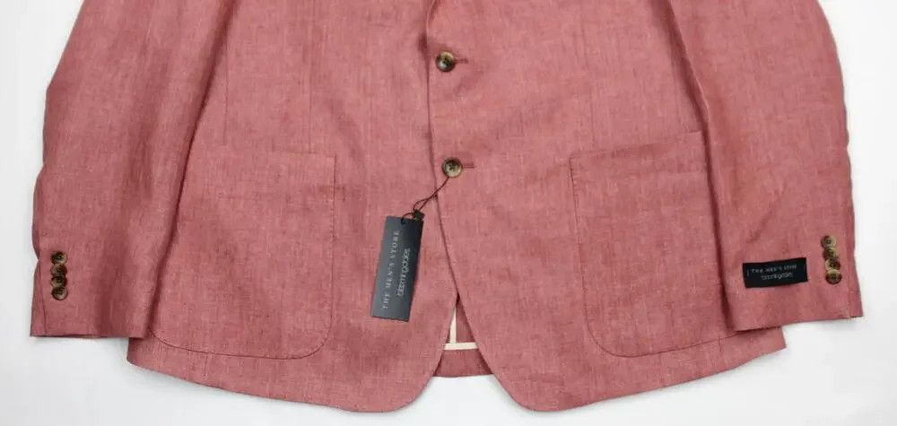 The Men's Store Bloomingdale's Sport Coat 44 R Mens Coral Linen Blazer Jacket
